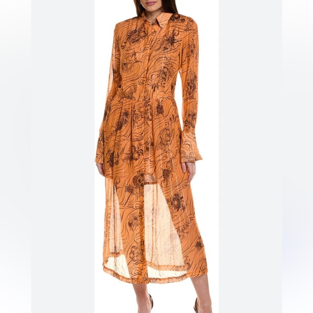 $575 NWT Sabina Musayev Finita Button Down Collared Silk-Blend Maxi Dress Small